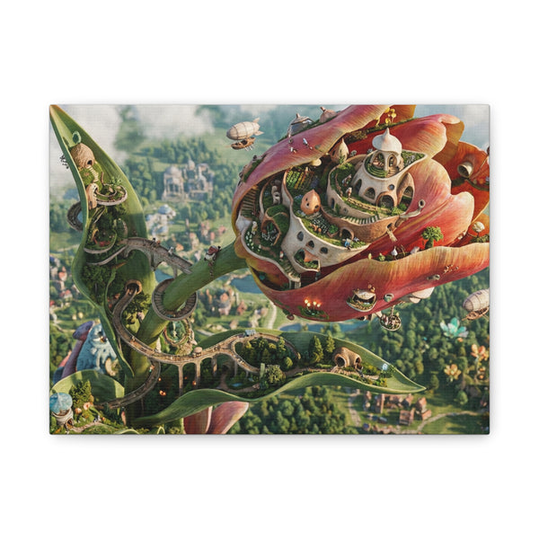 Floating Flower City Canvas Print, Matte Stretched Canvas