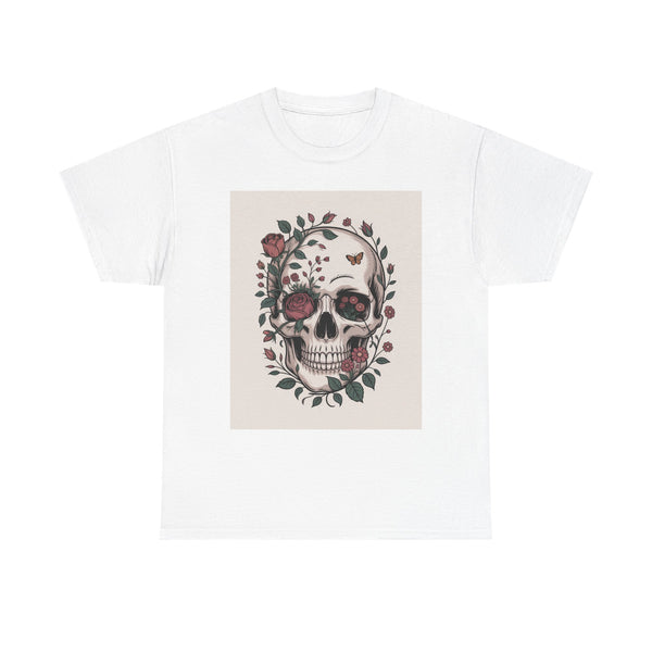 Floral Skull Tee | Rose Vine Skull Shirt, Gothic Botanical Skull Tee